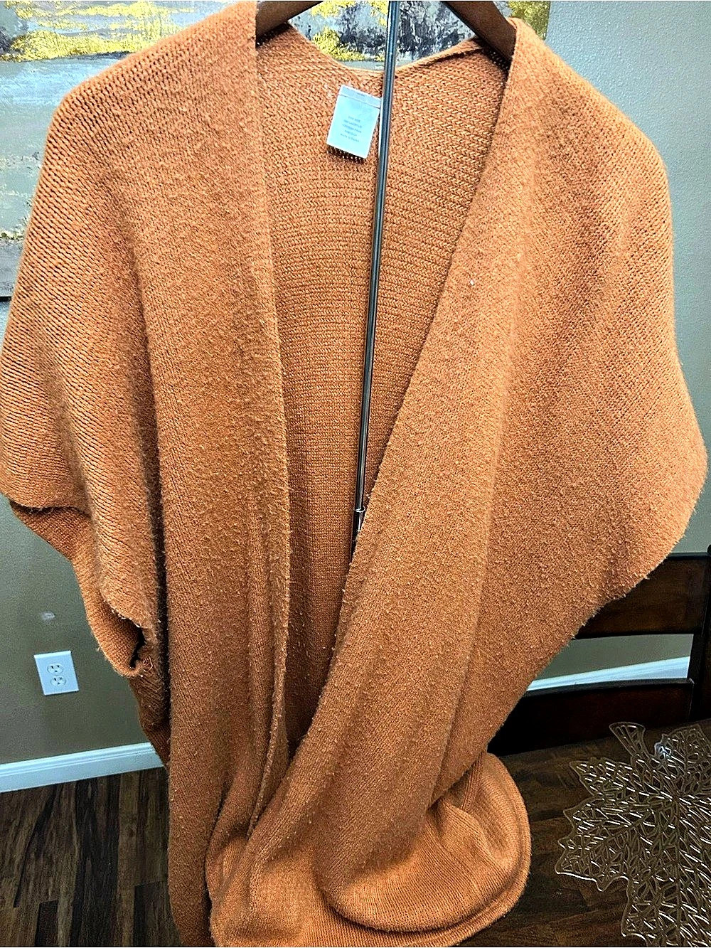 Draped Knit Cardigan in Brown Orange Like New